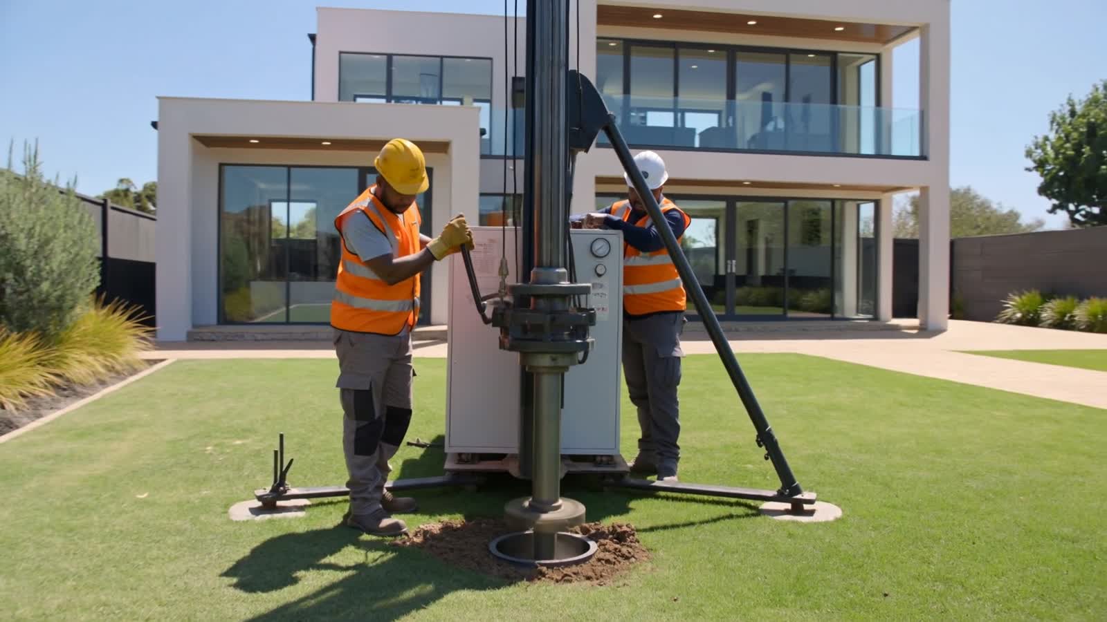 Borehole drilling rig at work on a Pretoria property